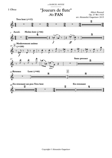 Joueurs de flute, for Flute & Symphony Orchestra (arr.), Set of Parts (arr. Alexander Gagarinov)