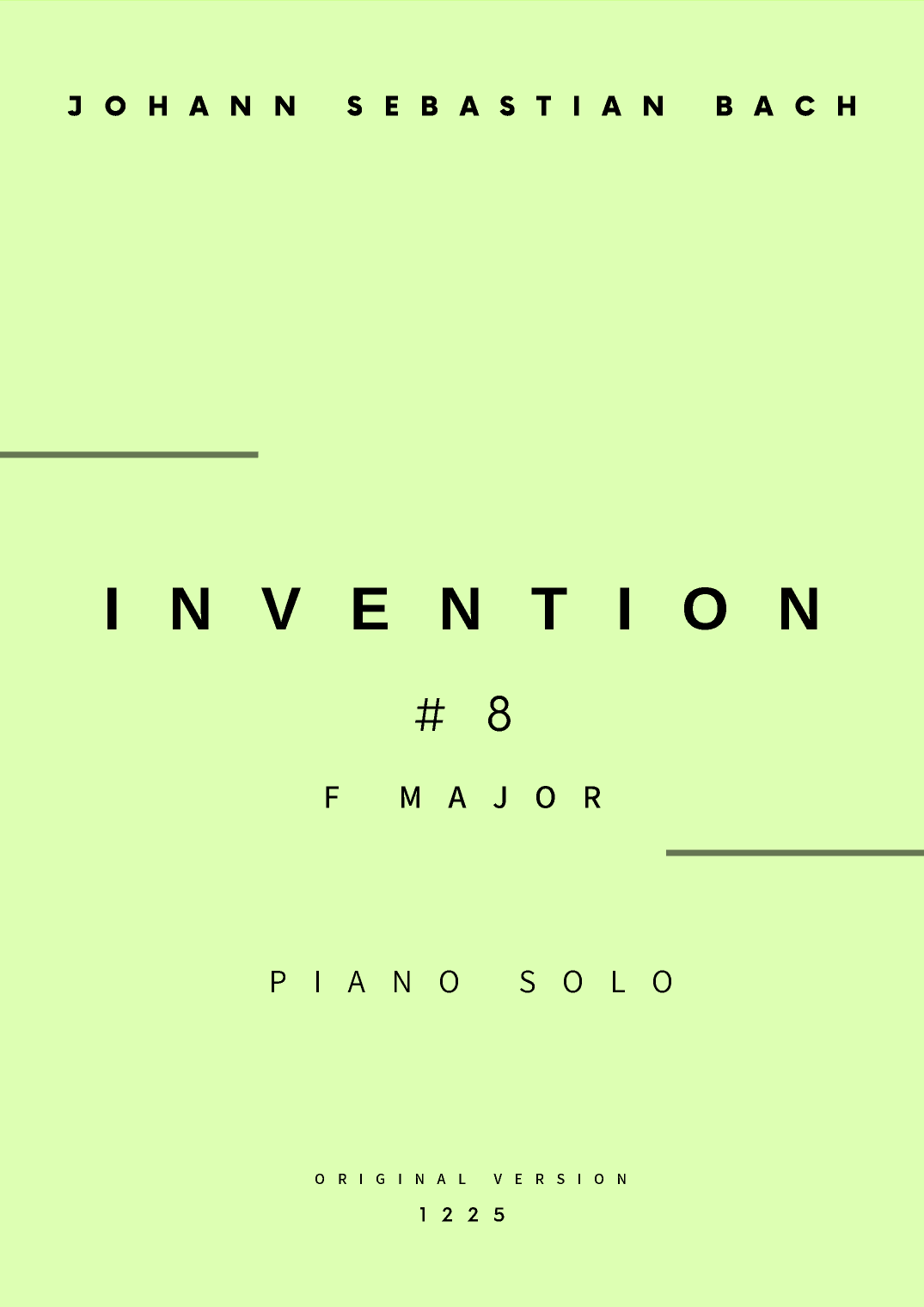 Invention No.8 in F Major - Piano Solo (Original Version) (arr. César Madeira)