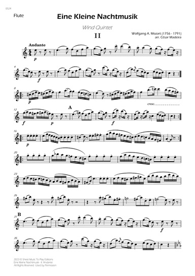 Eine Kleine Nachtmusik (2 mov.) - Wind Quintet (Individual Parts) (arr. César Madeira)