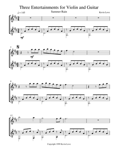 Three Entertainments for Violin and Guitar - Summer Rain - Score and Parts