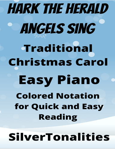 Hark the Herald Angels Sing Easiest Piano Sheet Music with Colored Notation (arr. SilverTonalities)