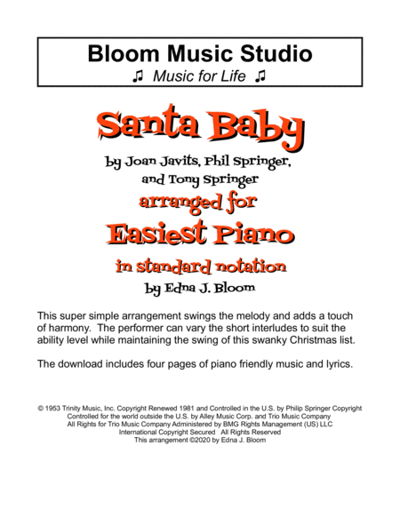 Santa Baby (arr. Edna J. Bloom)