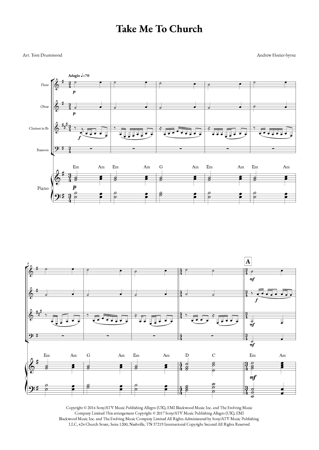 Take Me To Church (arr. Tom Drummond)