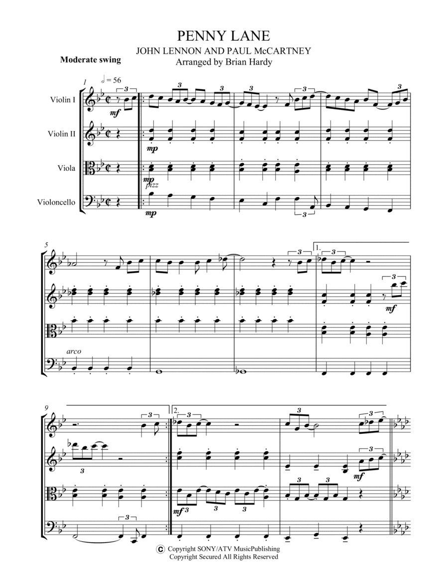 Penny Lane (arr. Brian Hardy, Bacchus Quartet)
