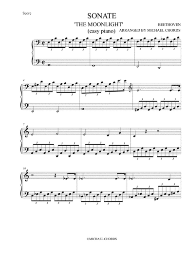 moonlight sonate EASY PIANO (arr. pianoplayer)