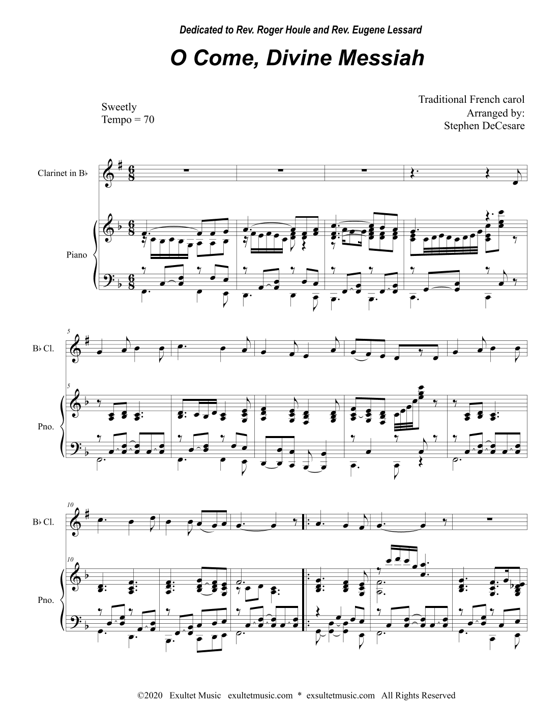 O Come, Divine Messiah (Bb-Clarinet solo and Piano) (arr. Stephen DeCesare)