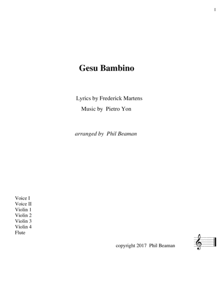 Gesu Bambino - Vocal Duet with String Ensemble and Flute (arr. Phil Beaman)