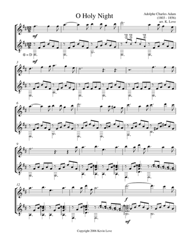 O Holy Night (Violin and Guitar) - Score and Parts (arr. Kevin Love)