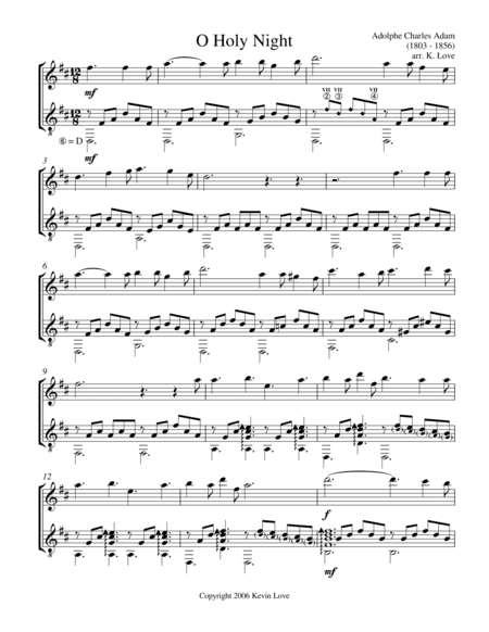 O Holy Night (Violin and Guitar) - Score and Parts (arr. Kevin Love)