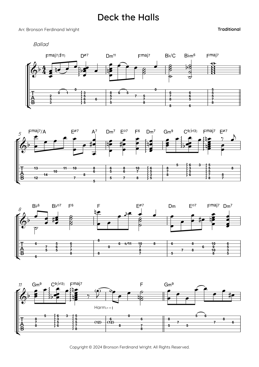 Deck the Halls (arr. Bronson Ferdinand Wright)