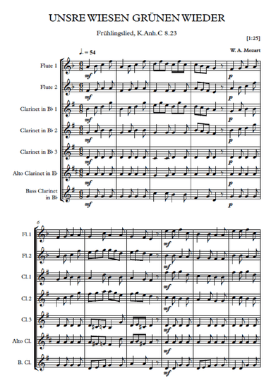 Unsere Wiesen Grünen Wieder -  W.A. Mozart (arr. Jope)