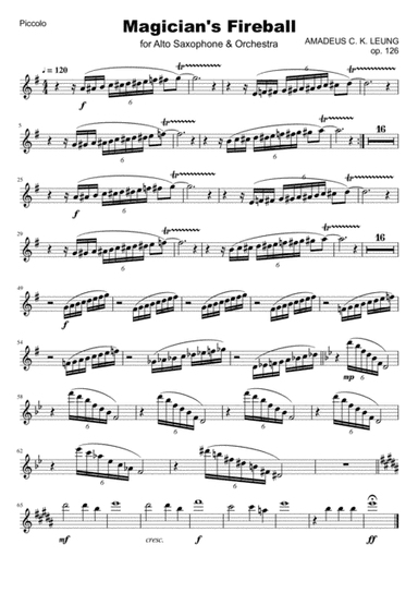 Magician's Fireball for alto saxophone & orchestra (Orchestral Part Scores)