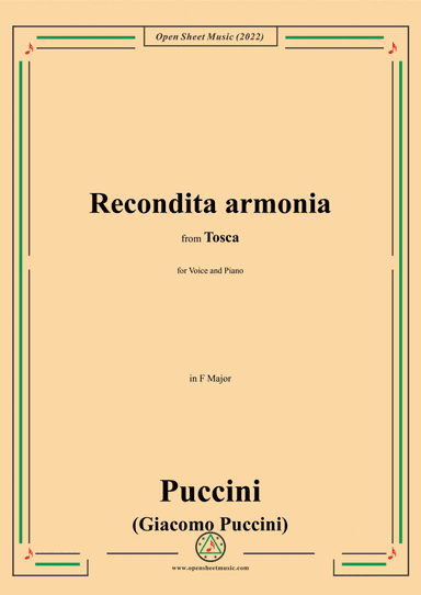 Puccini-Recondita armonia,in F Major,from 'Tosca,SC 69',for Voice and Piano (arr. Open Cloud)