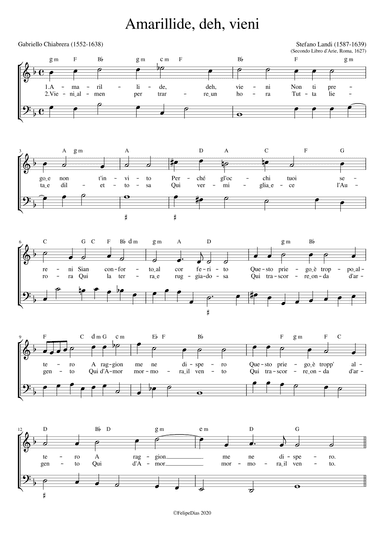 Amarillide deh vieni (arr. Early Music Scores)