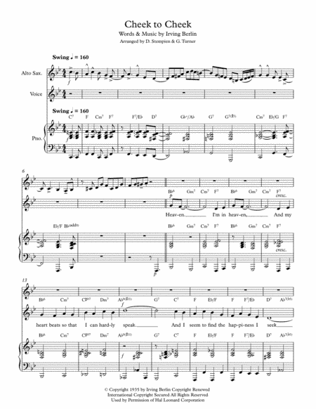 Cheek To Cheek (arr. Debra E. Stempien, Gregory H. Turner)