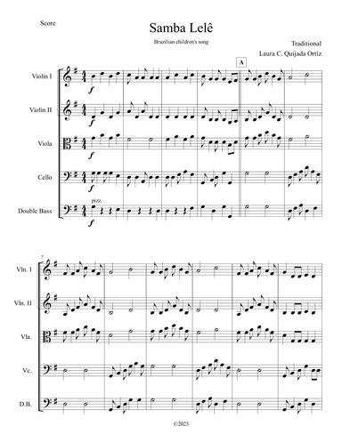 Samba Lelê. String orchestra, early-intermediate.  - Score Only (arr. Laura C. Quijada Ortíz)