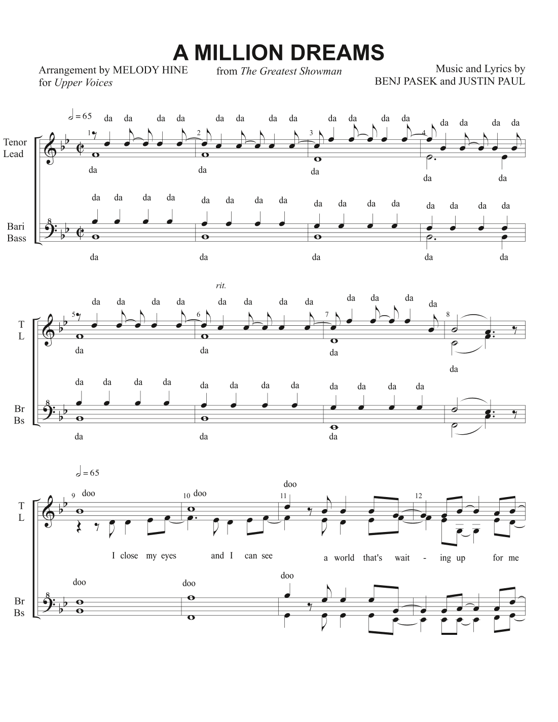 A Million Dreams (arr. Melody Hine)