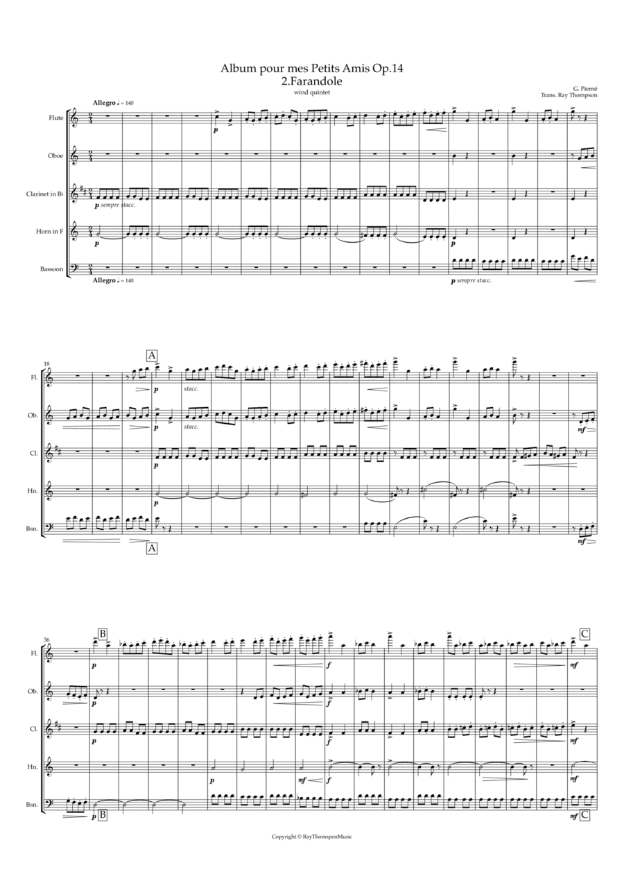 Pierné: Album pour mes Petits Amis Op.14 - 2.Farandole -  wind quintet (arr. Ray Thompson)