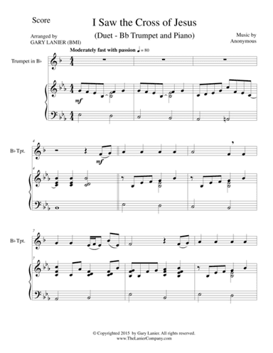 I SAW THE CROSS OF JESUS (Duet – Bb Trumpet and Piano/Score and Parts) (arr. Gary Lanier)