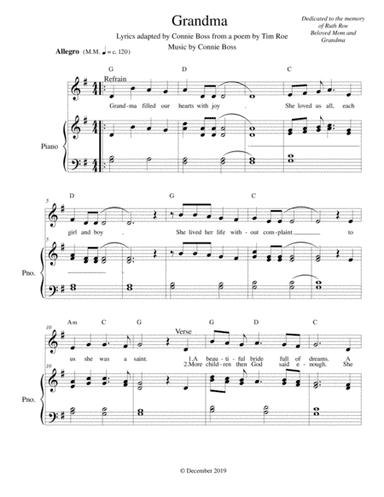 Grandma - violin, vocal solo and piano