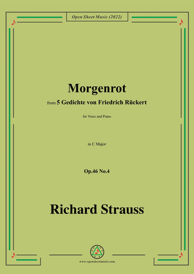 Richard Strauss-Morgenrot,in C Major,Op.46 No.4,for Voice and Piano (arr. Open Cloud)