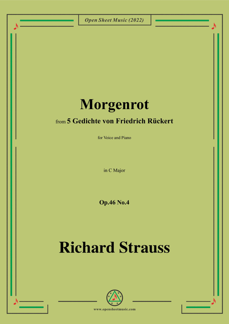 Richard Strauss-Morgenrot,in C Major,Op.46 No.4,for Voice and Piano (arr. Open Cloud)