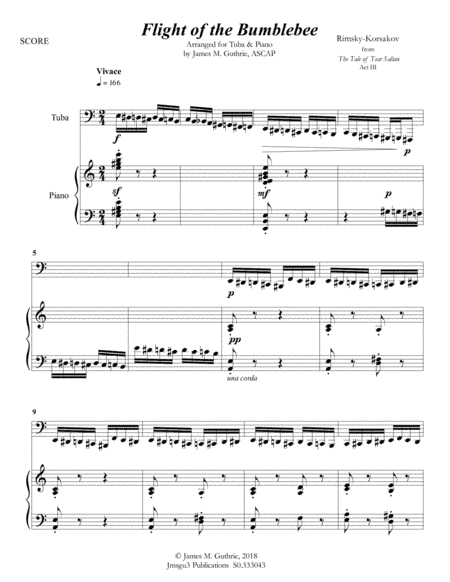 Korsakov: Flight of the Bumblebee for Tuba & Piano (arr. James M. Guthrie, ASCAP)