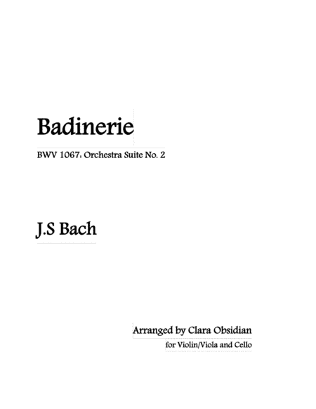 JS Bach: Badinerie (Violin/Viola and Cello / String Duo) (arr. Clara Obsidian)