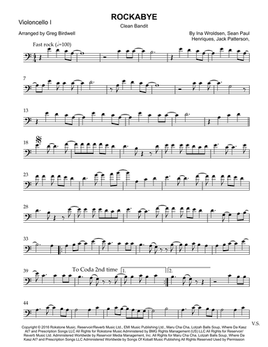 Rockabye (arr. Greg Birdwell)