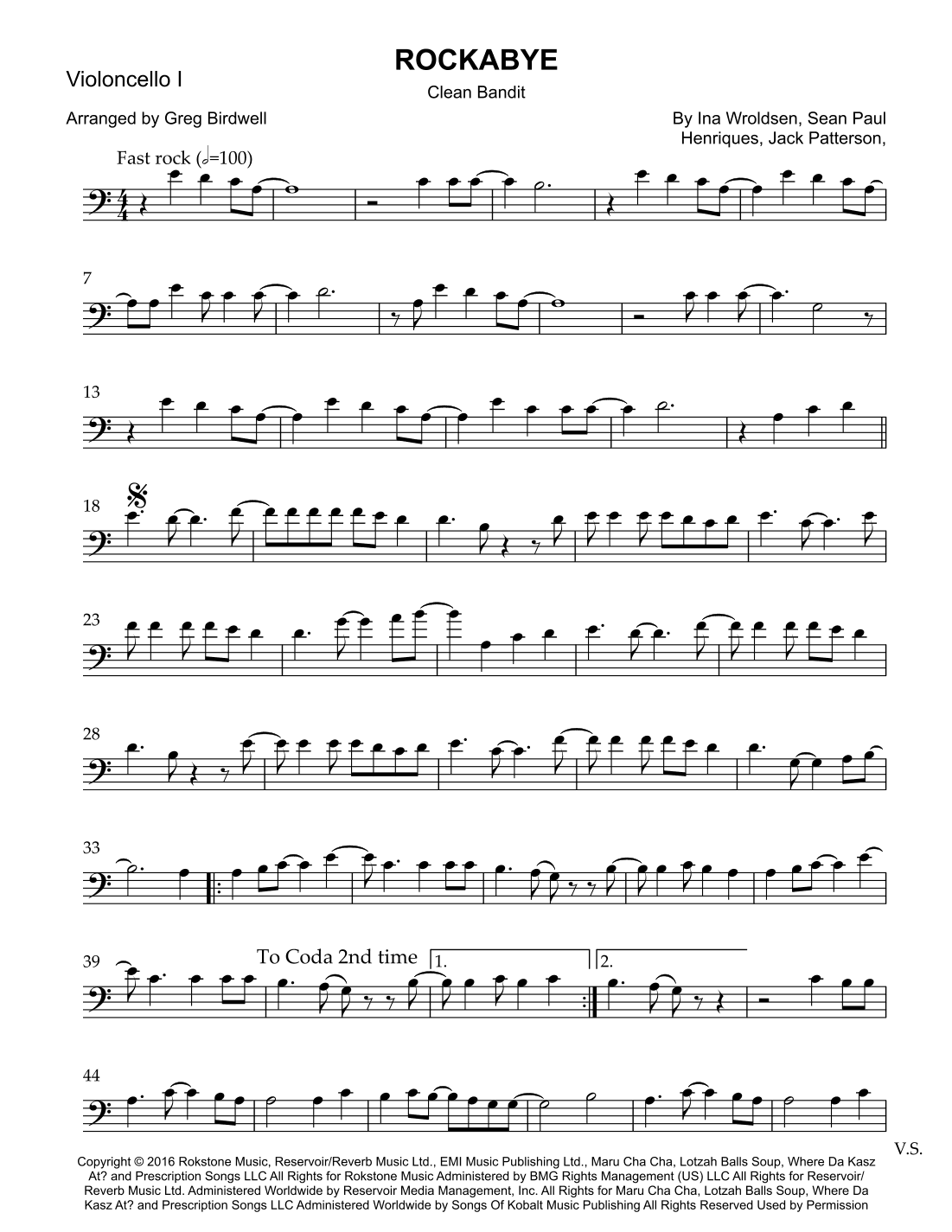 Rockabye (arr. Greg Birdwell)