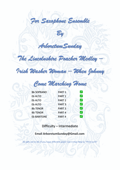 Lincolnshire Poacher Medley for Saxophone Ensemble (arr. ArboretumSunday)