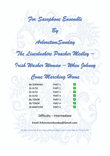 Lincolnshire Poacher Medley for Saxophone Ensemble (arr. ArboretumSunday)