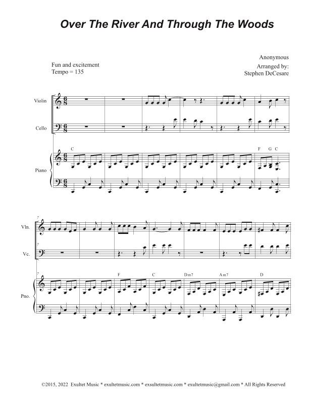 Over The River And Through The Woods (Duet for Violin and Cello) (arr. Stephen DeCesare)