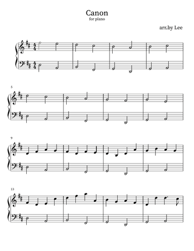 Canon for piano (arr. Yi Ching Lee)