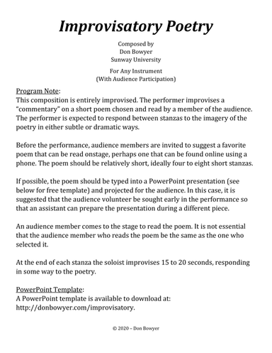 Improvisatory Poetry (Letter size)