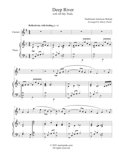 DEEP RIVER with All My Trials (Clarinet-Piano) (arr. Marty Parks)