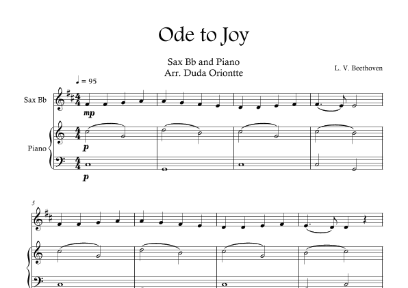 Ode the Joy ( Sax Soprano - Piano -  Beethoven Symphony No. 9 ) BEGINNER (arr. Duda Oriontte)