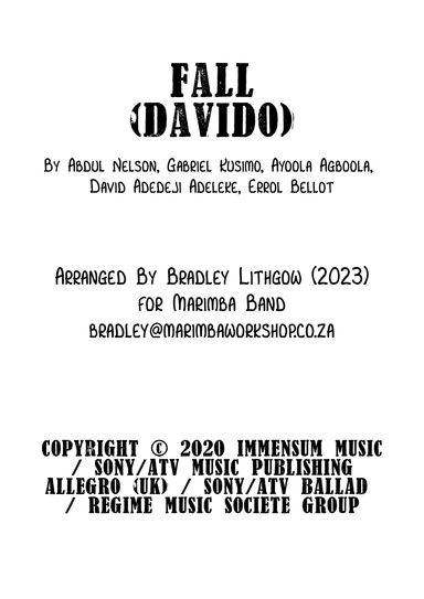 Fall - Score Only (arr. Bradley Lithgow)