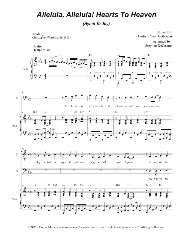Alleluia, Alleluia! Hearts To Heaven (Duet for Tenor and Bass solo) (arr. Stephen DeCesare)