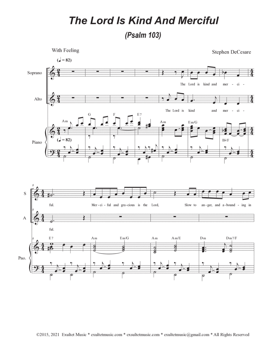 The Lord Is Kind And Merciful (Psalm 103) (Duet for Soprano and Alto solo)