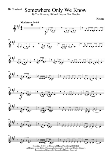 Somewhere Only We Know (arr. Golden Skull Editions)