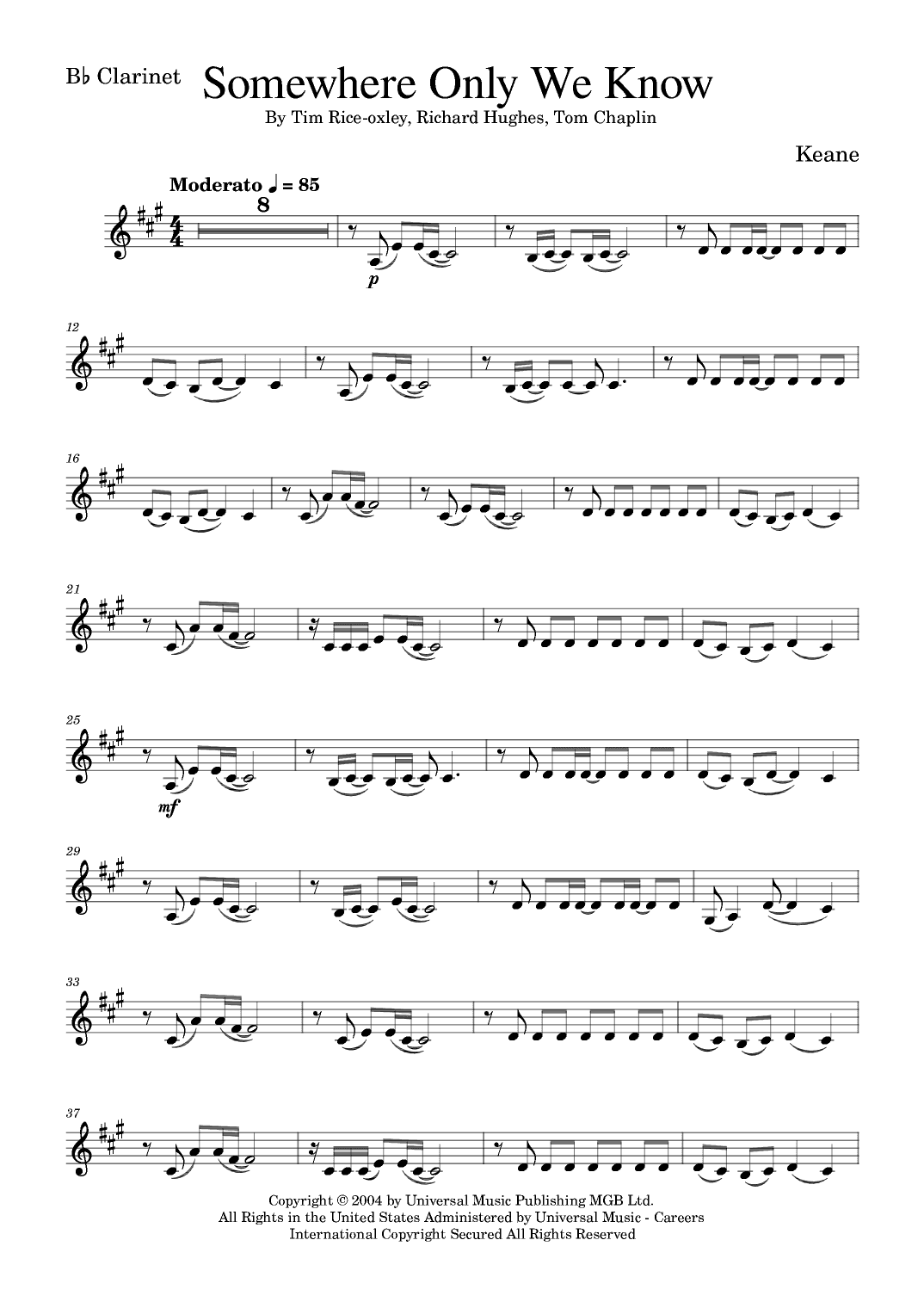 Somewhere Only We Know (arr. Golden Skull Editions)