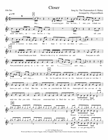 Closer (arr. JNguyenSheets)