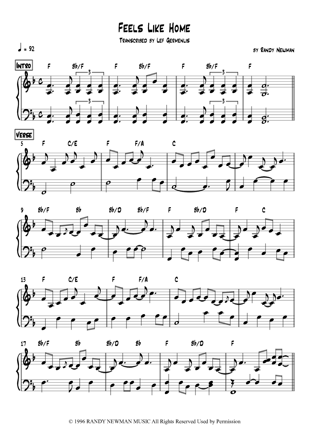 Feels Like Home (arr. Lef Germenlis)