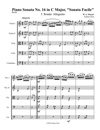 Sonata facile, Movement 3 (arr. Joshua Choe)