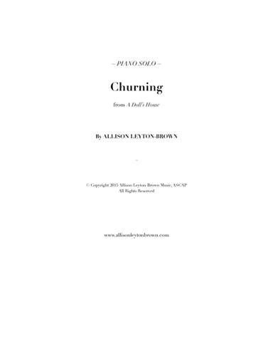 Churning - Piano Solo - by Allison Leyton-Brown