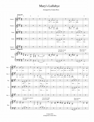 Mary's Lullaby (Christmas) - strings and piano with parts (arr. Connie Boss)