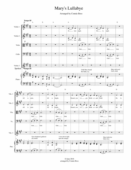 Mary's Lullaby (Christmas) - strings and piano with parts (arr. Connie Boss)