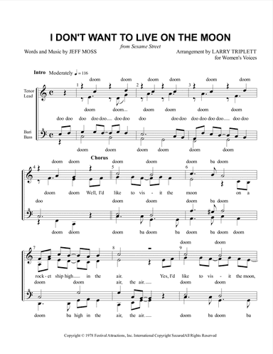 I Don't Want To Live On The Moon (arr. Larry Triplett)