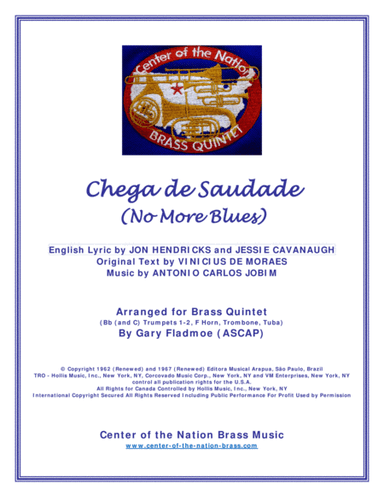 Chega De Saudade (no More Blues) (arr. Gary Fladmoe (ASCAP))